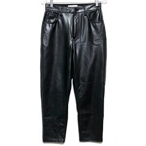 Abercrombie The Ankle Straight Ultra High Rise Pants 28/6 Vegan Leather Pleather